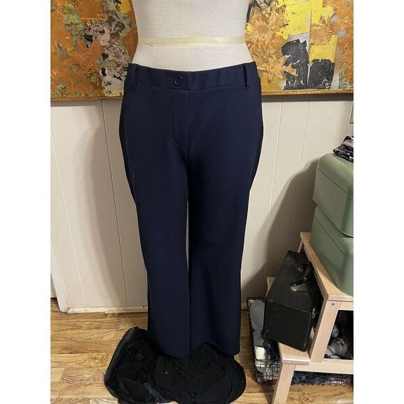 Betabrand BootCut Navy Blue Classic Dress Pant Yoga Pant Flat Front Stretchy 2XP - Picture 3 of 6